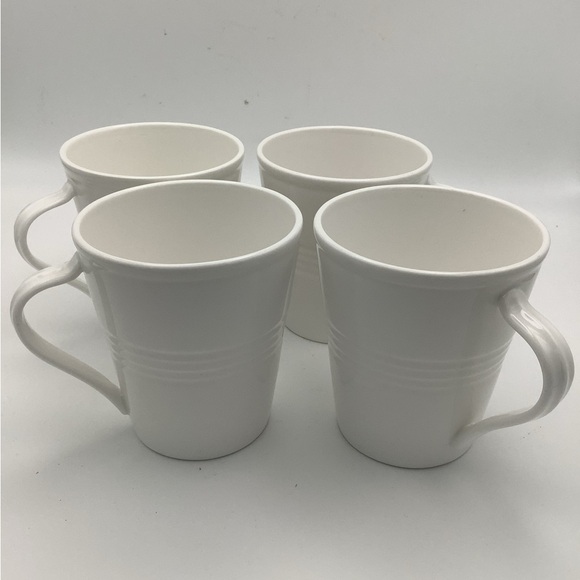 Four Lenox Tin Can Alley Seven White Bone China Mugs - Picture 1 of 10